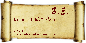Balogh Edömér névjegykártya